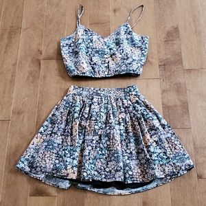 WORN ONCE American Eagle Floral Top and Skirt Set